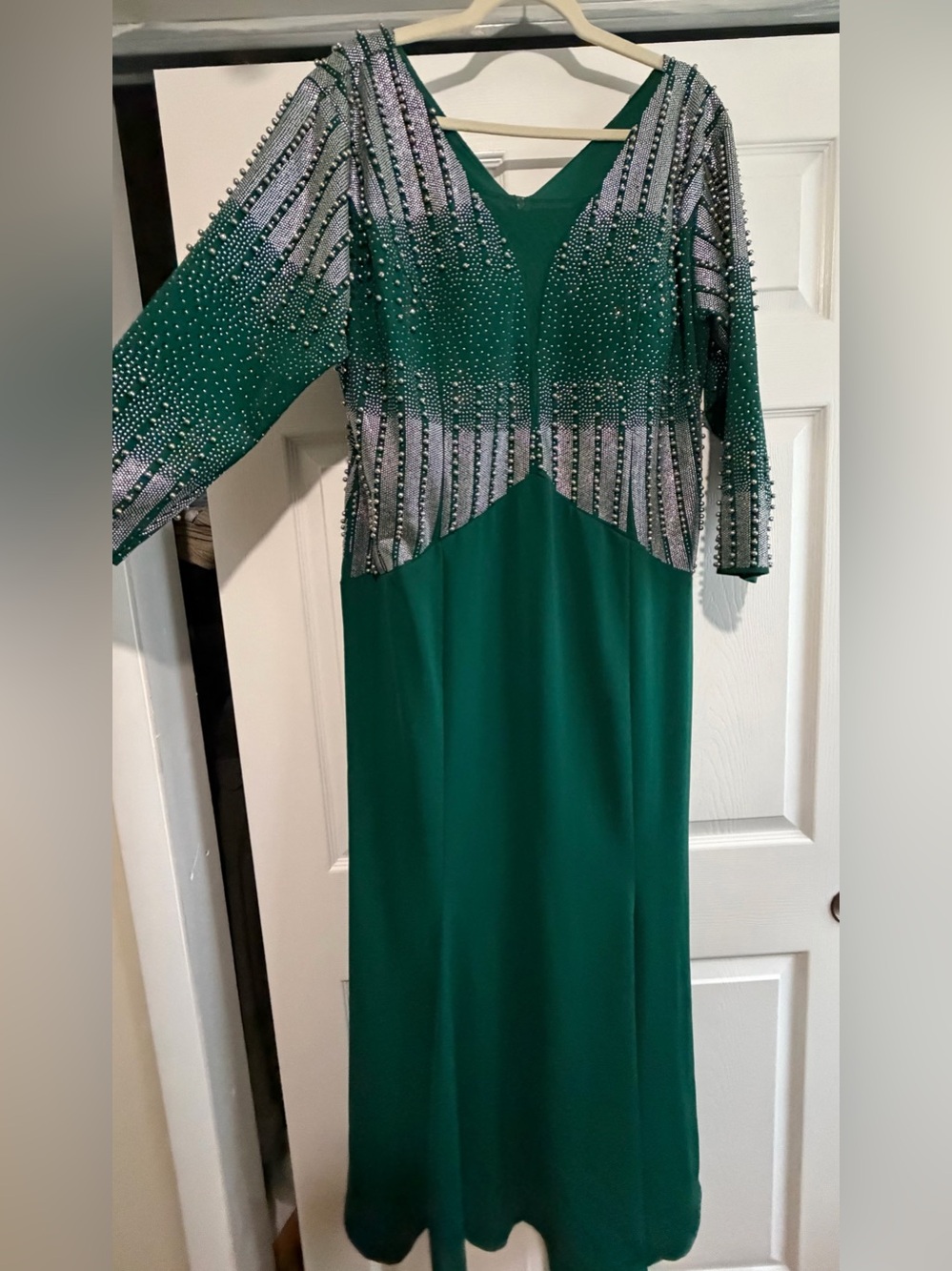Emerald Green Beaded Evening Dress